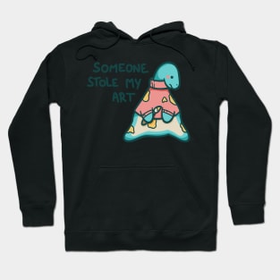 Sad Dino Artist, Someone stole my art, dinosaur Hoodie